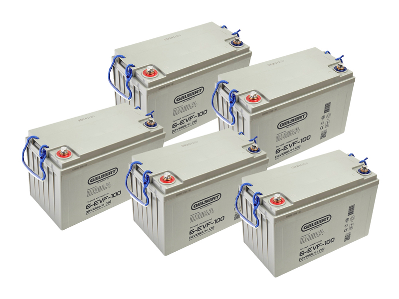 Комплект свинцово-кислотных тяговых гелевых аккумуляторов Gelbert 6-EVF-100 (60V105A/H C5)